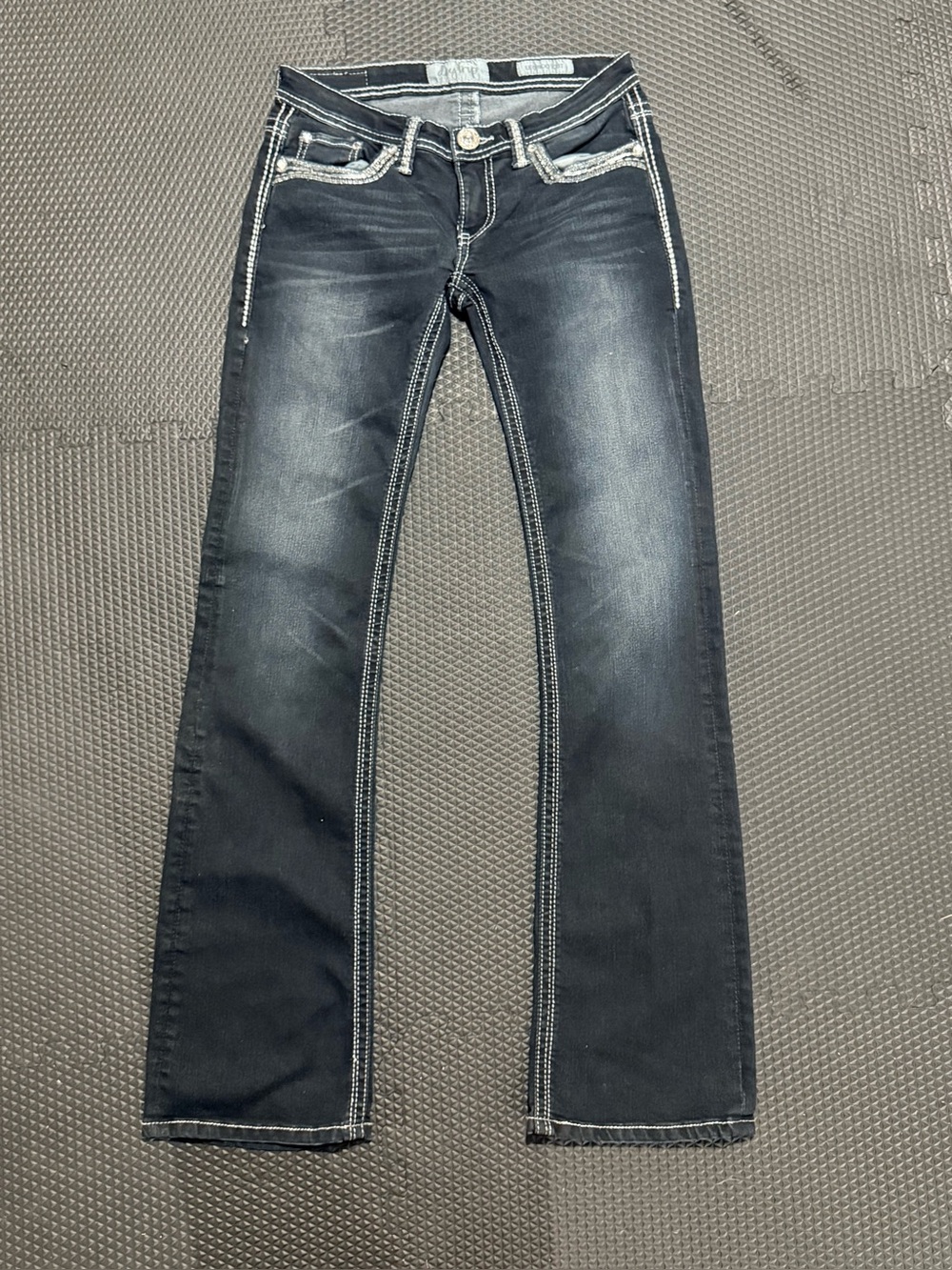 Daytrip Black Bootcut Jeans with White Contrast Stitching